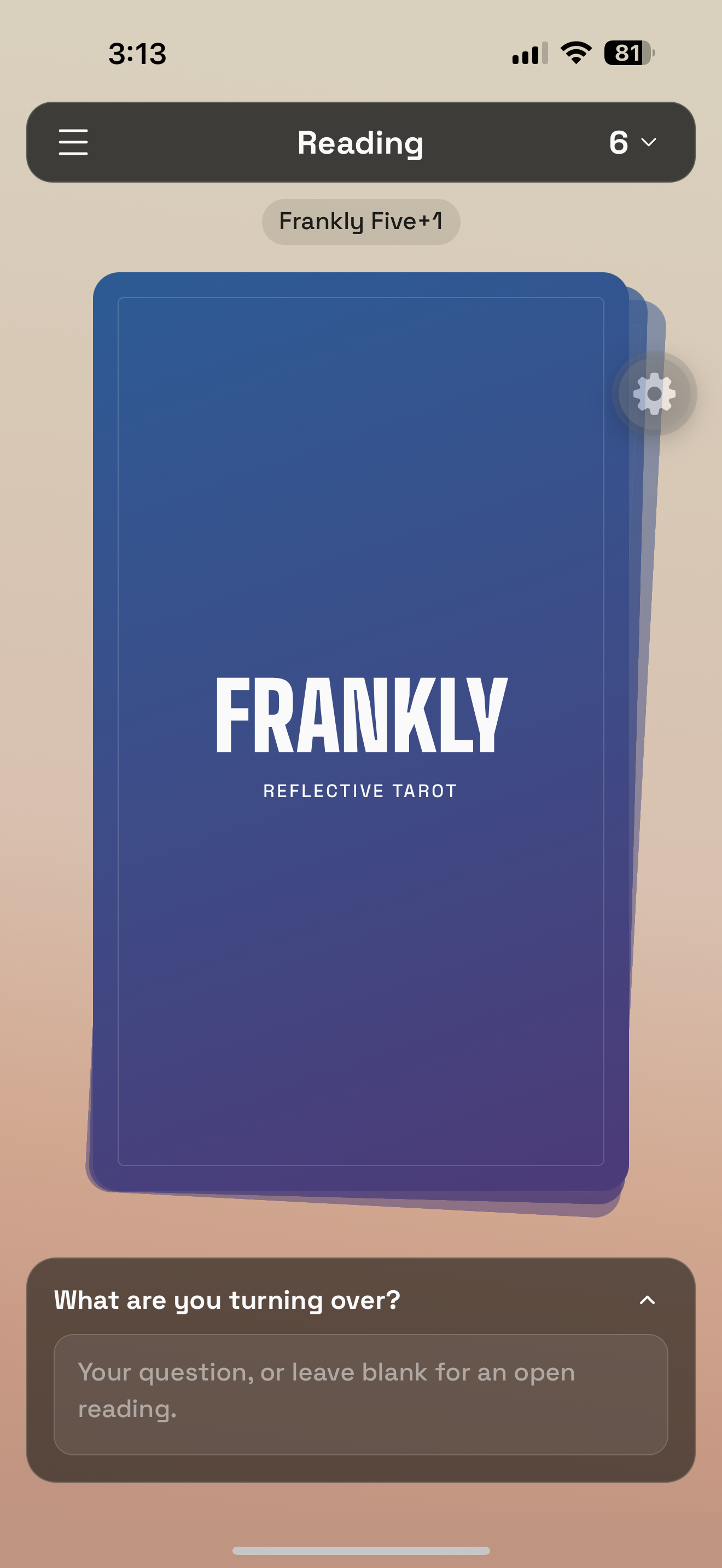 Reading splash. Idle deck with question.